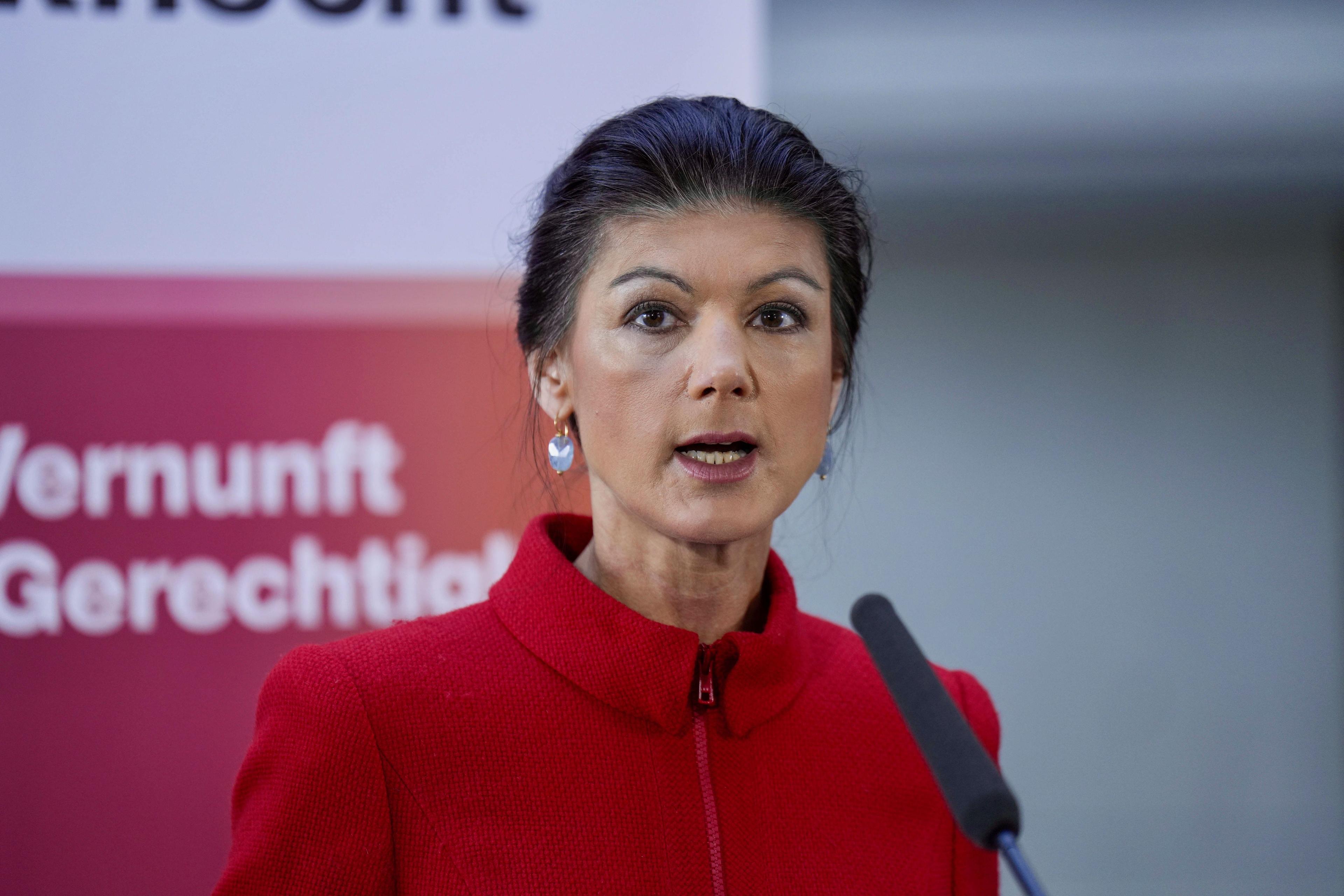Sahra Wagenknecht bei einer Pressekonferenz am 12. März 2024.